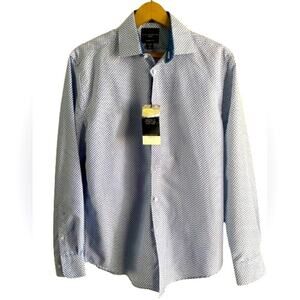 NWT Calabrum London Blue White Button Up‎ Long Sleeve Shirt Sz S
